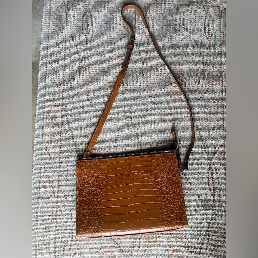 Claudia Firenze Croc-Embossed Crossbody Bag in Brown